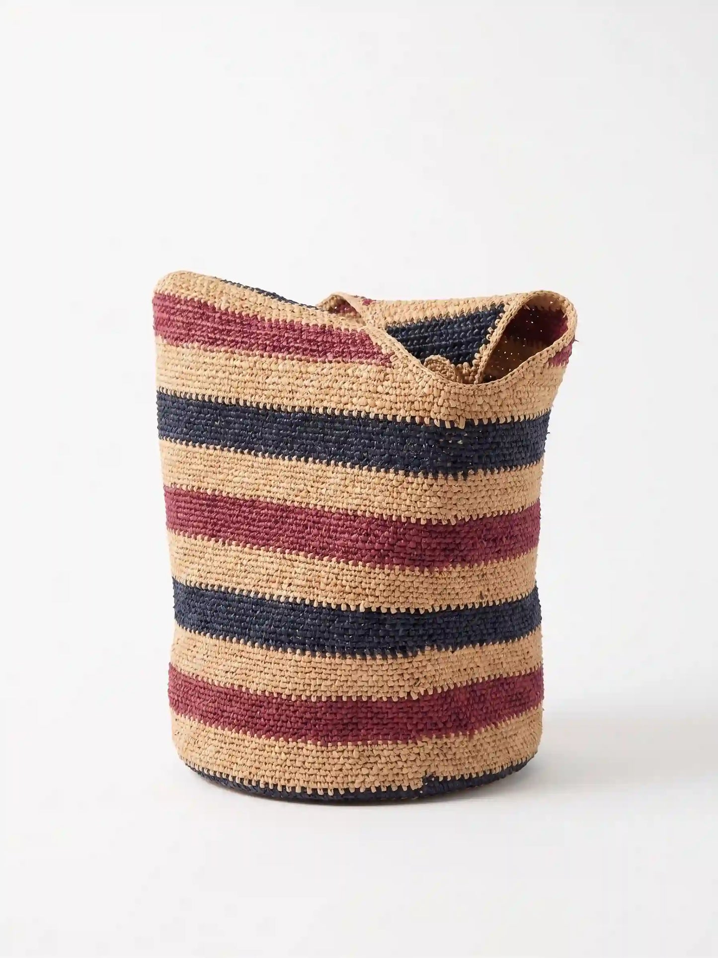 Striped Raffia Bucket Tote