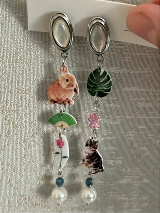 Bunny & Cat Charm Earrings