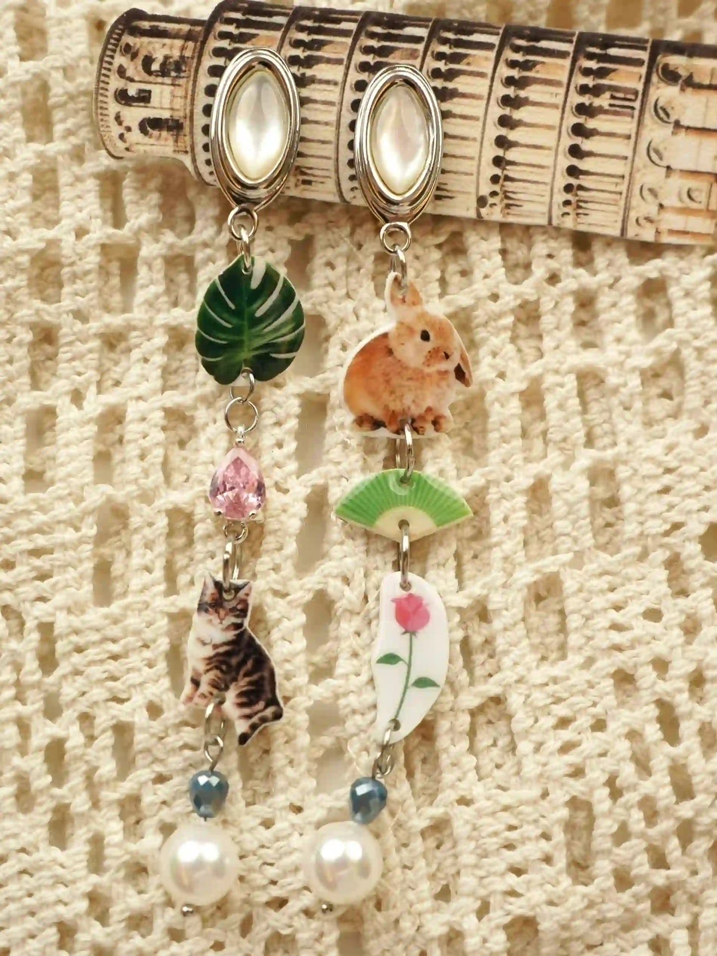 Bunny & Cat Charm Earrings