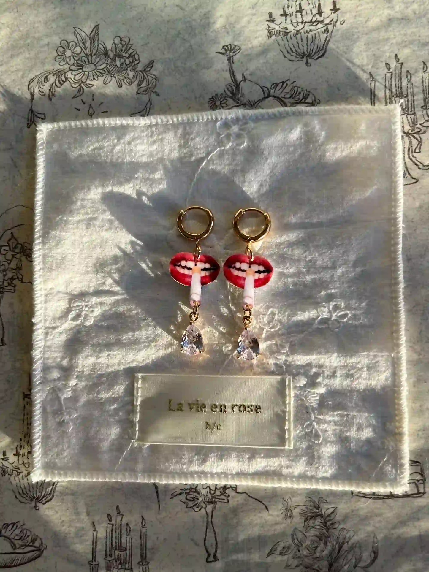 The "Rebel Chic" Lip & Crystal Hoop Earrings