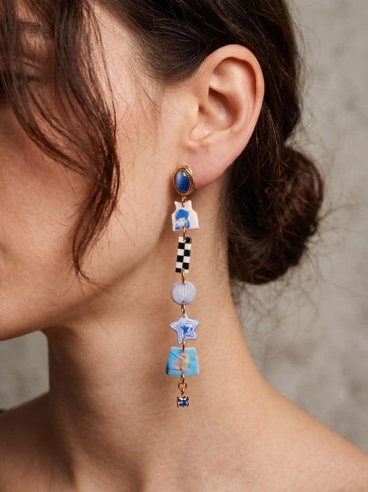 The "Daydream Collage" Asymmetric Statement Earrings