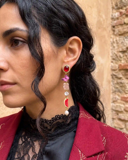Eclectic Vintage Charm Mismatched Drop Earrings