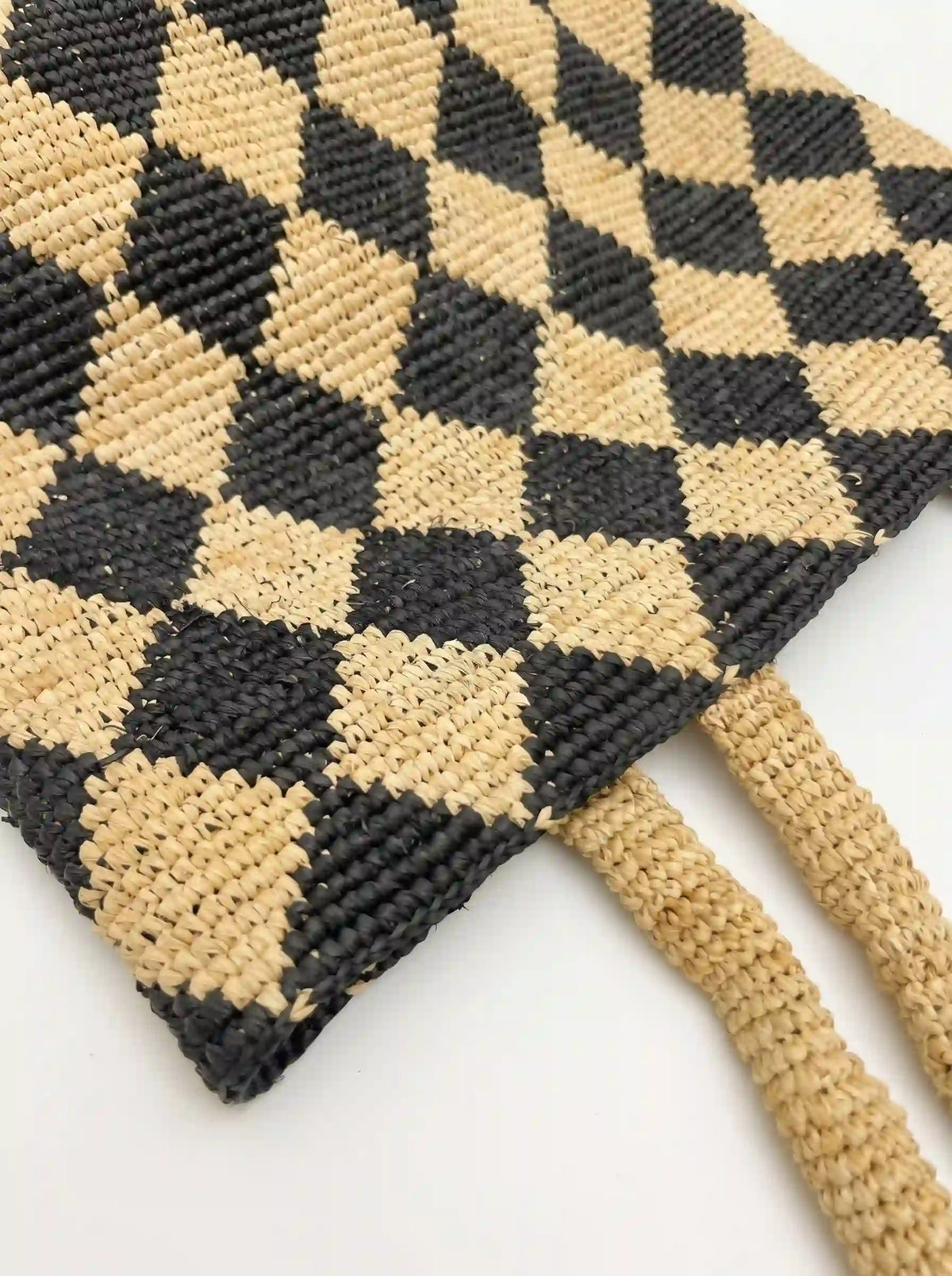 Harlequin Raffia Tote