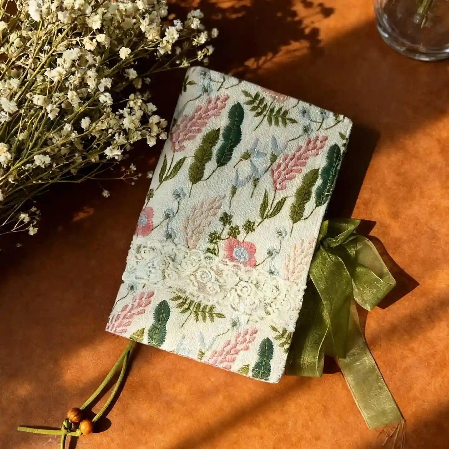 Floral Embroidered Fabric A6 Journal