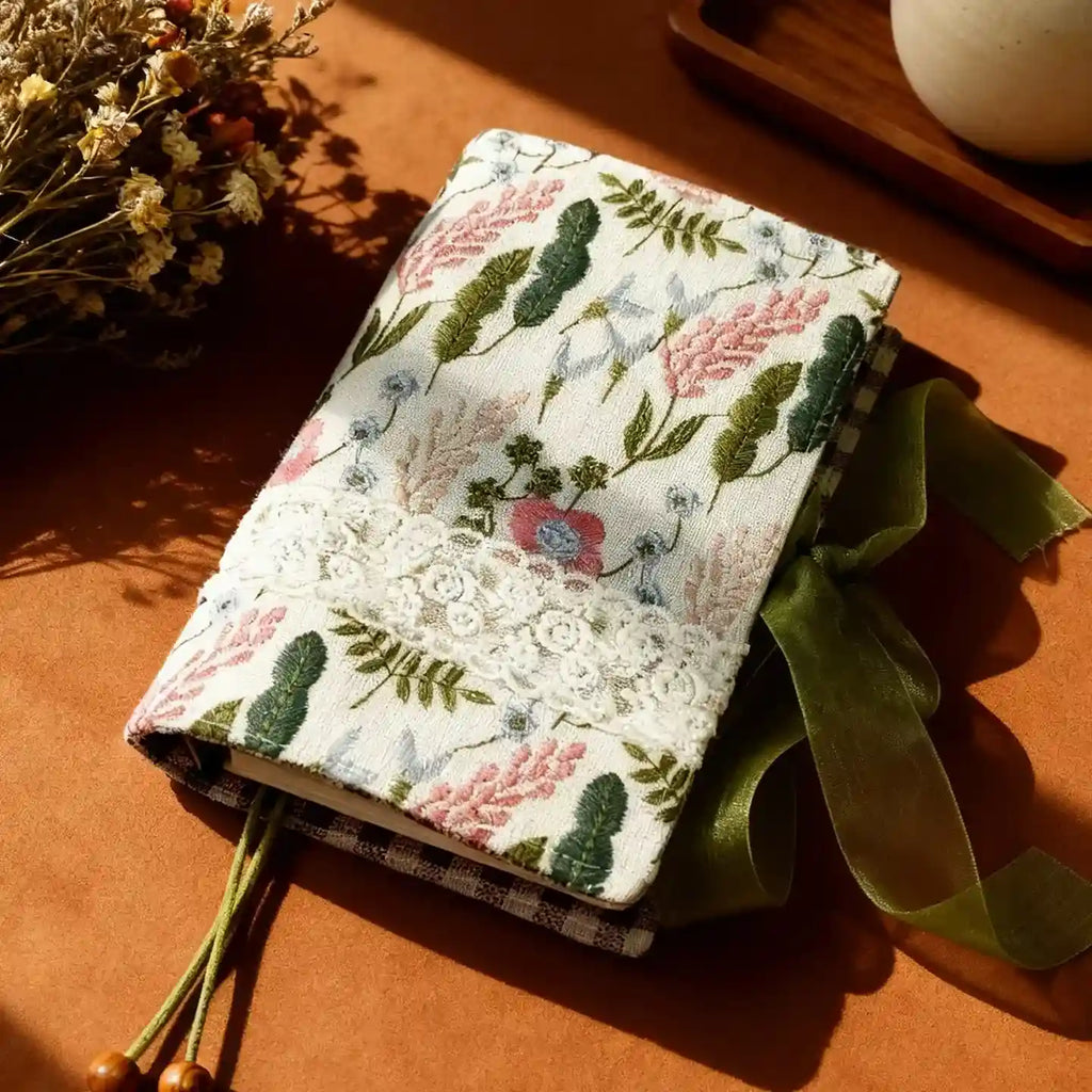 Floral Embroidered Fabric A6 Journal