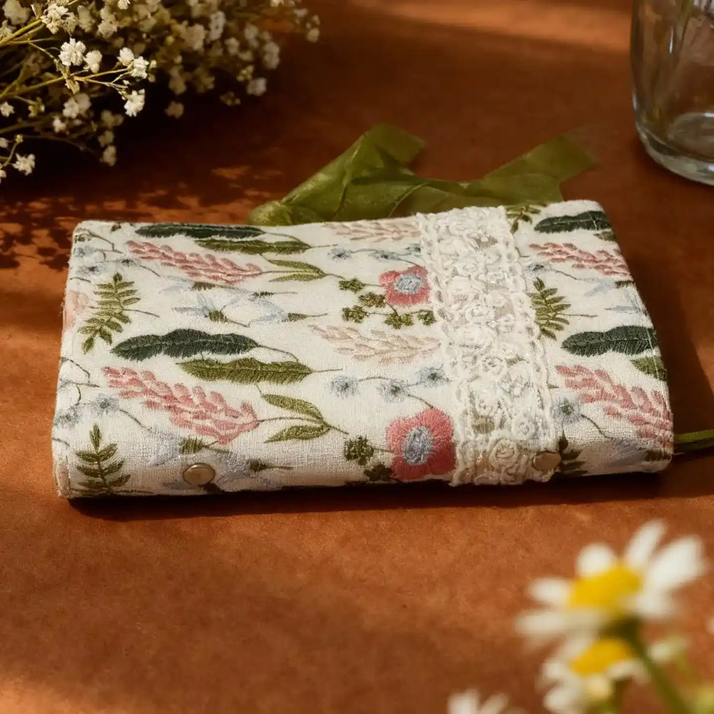 Floral Embroidered Fabric A6 Journal