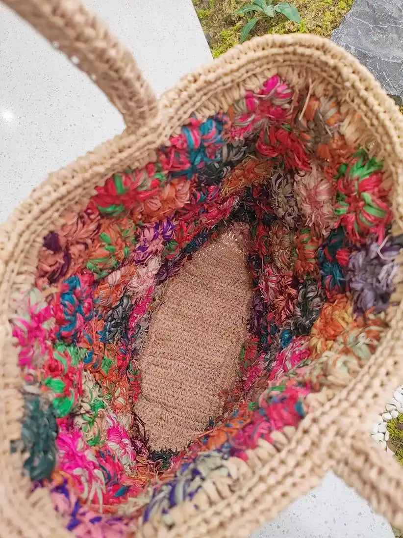 The Artisan 3D Floral Raffia Tote