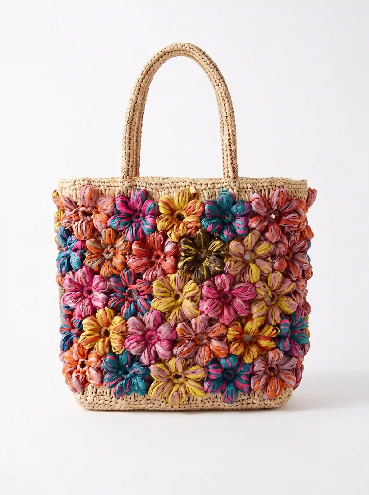 The Artisan 3D Floral Raffia Tote