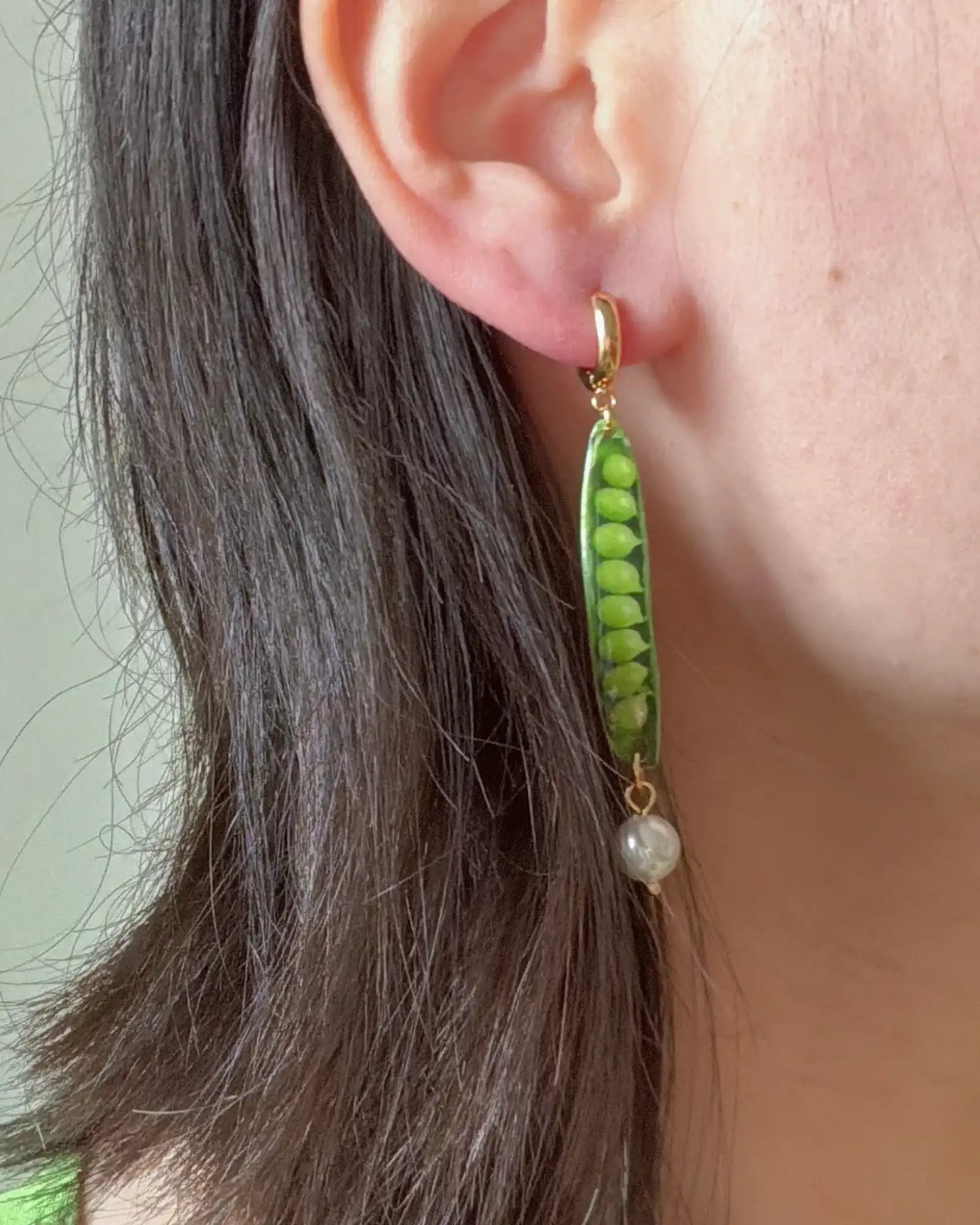 "Garden Secret" Resin Pea Pod Statement Earrings