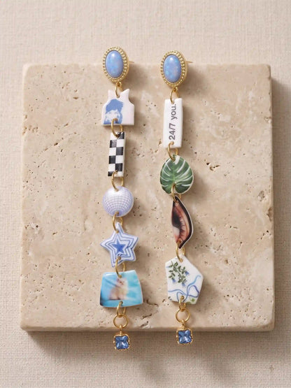 Asymmetrische „Daydream Collage“-Statement-Ohrringe