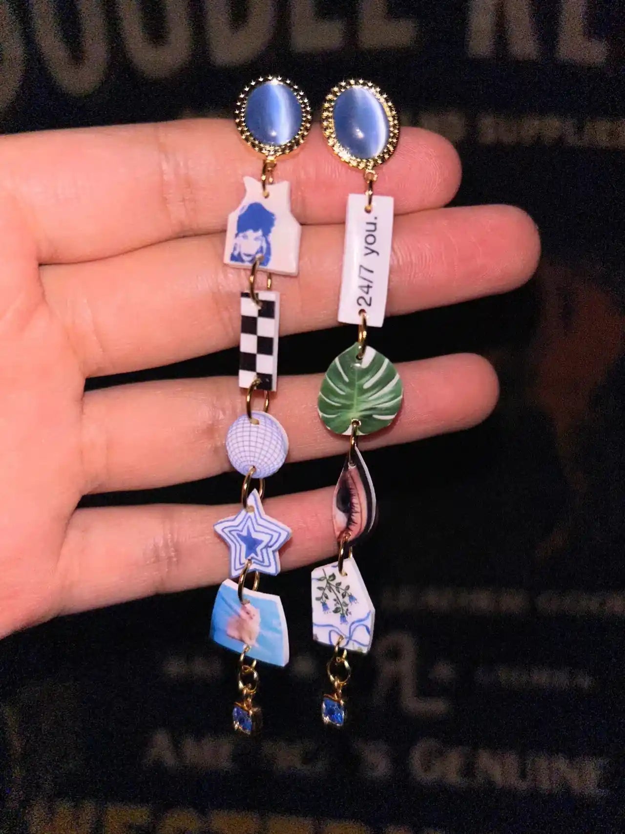 The "Daydream Collage" Asymmetric Statement Earrings