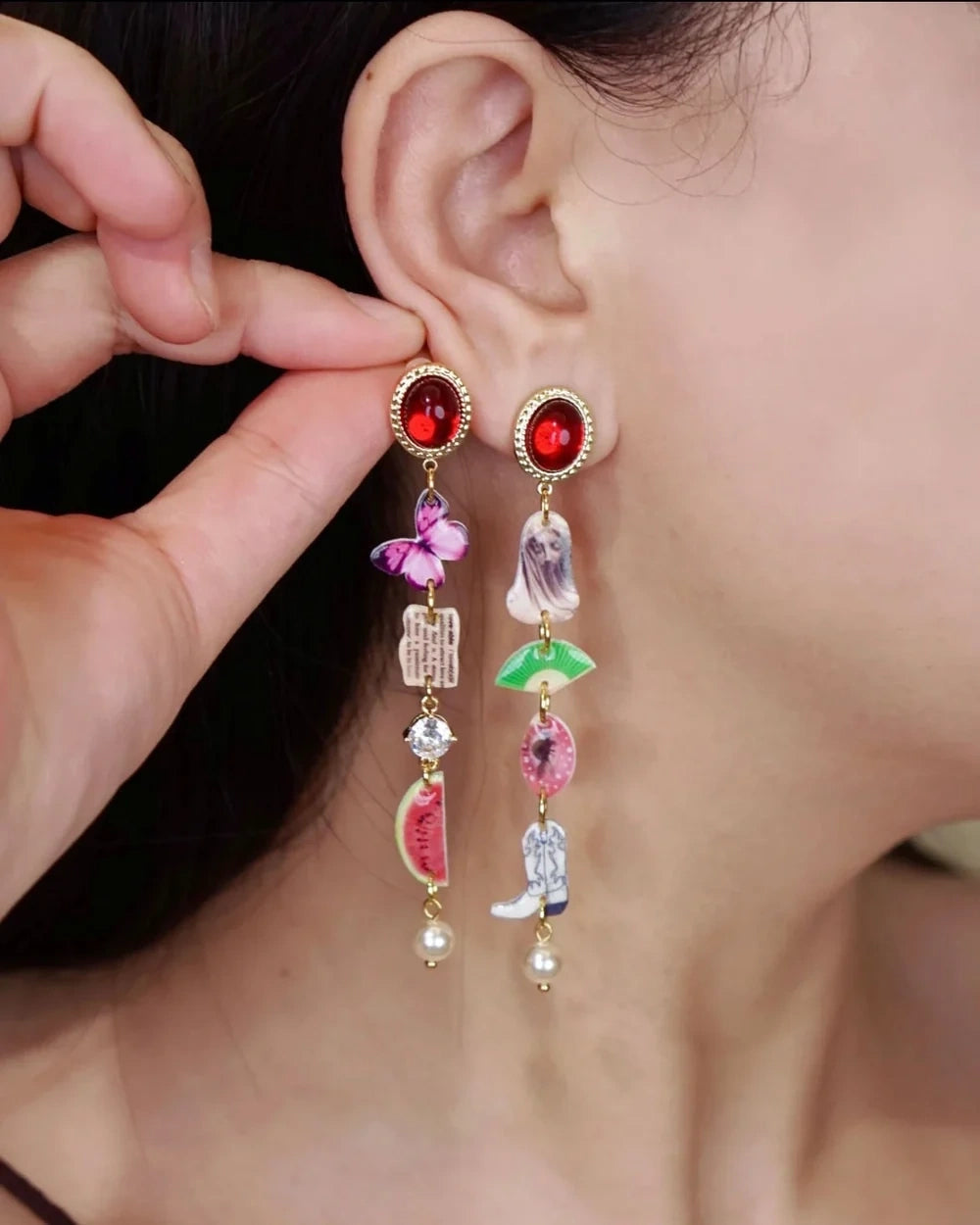 Eclectic Vintage Charm Mismatched Drop Earrings