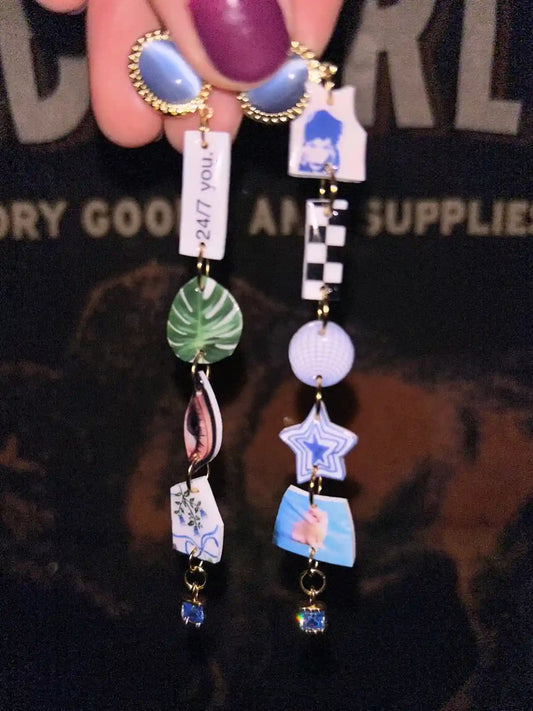The "Daydream Collage" Asymmetric Statement Earrings