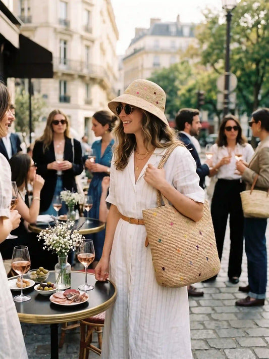Embroidered Confetti Woven Tote & Hat