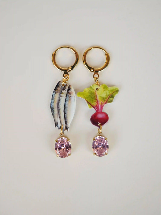 Fish and Radish Earrings