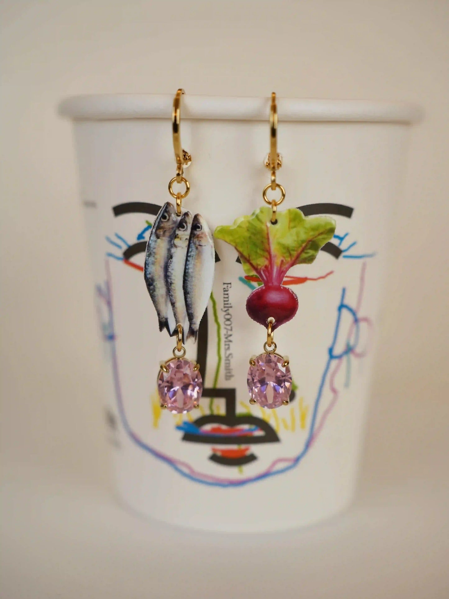 Fish and Radish Earrings