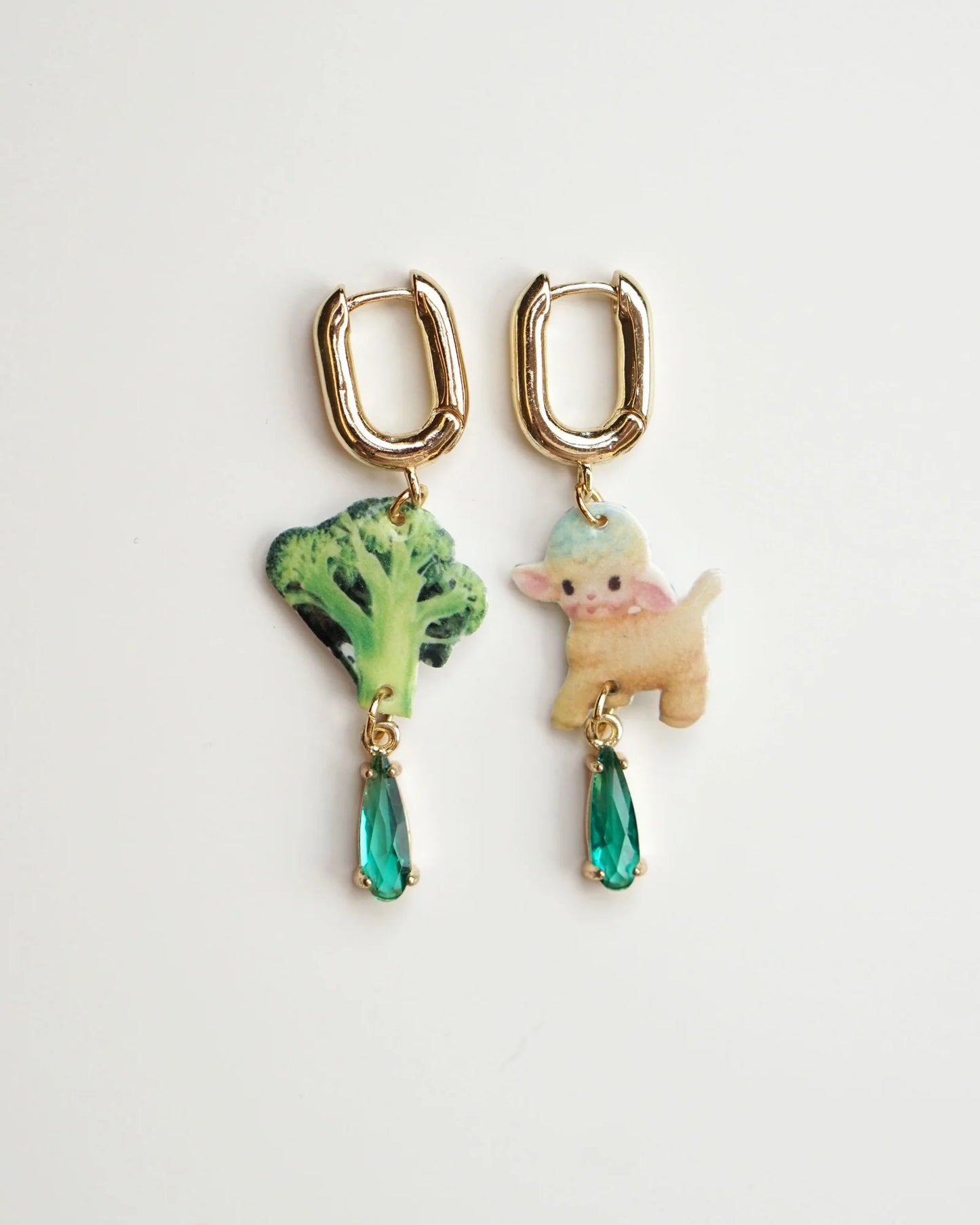 Veggie Lamb-kin Charms Mismatched Earrings