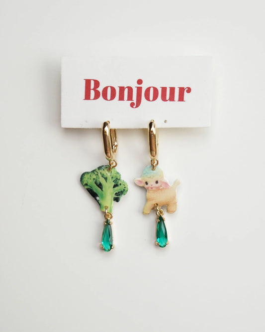 Veggie Lamb-kin Charms Mismatched Earrings