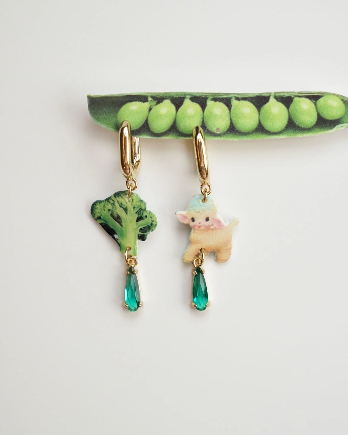 Veggie Lamb-kin Charms Mismatched Earrings