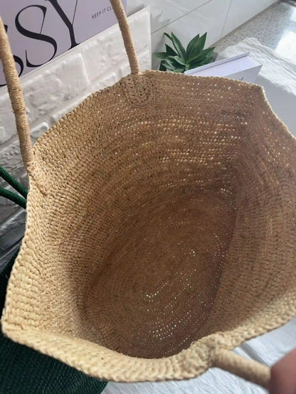 Minimalist Woven Raffia Tote