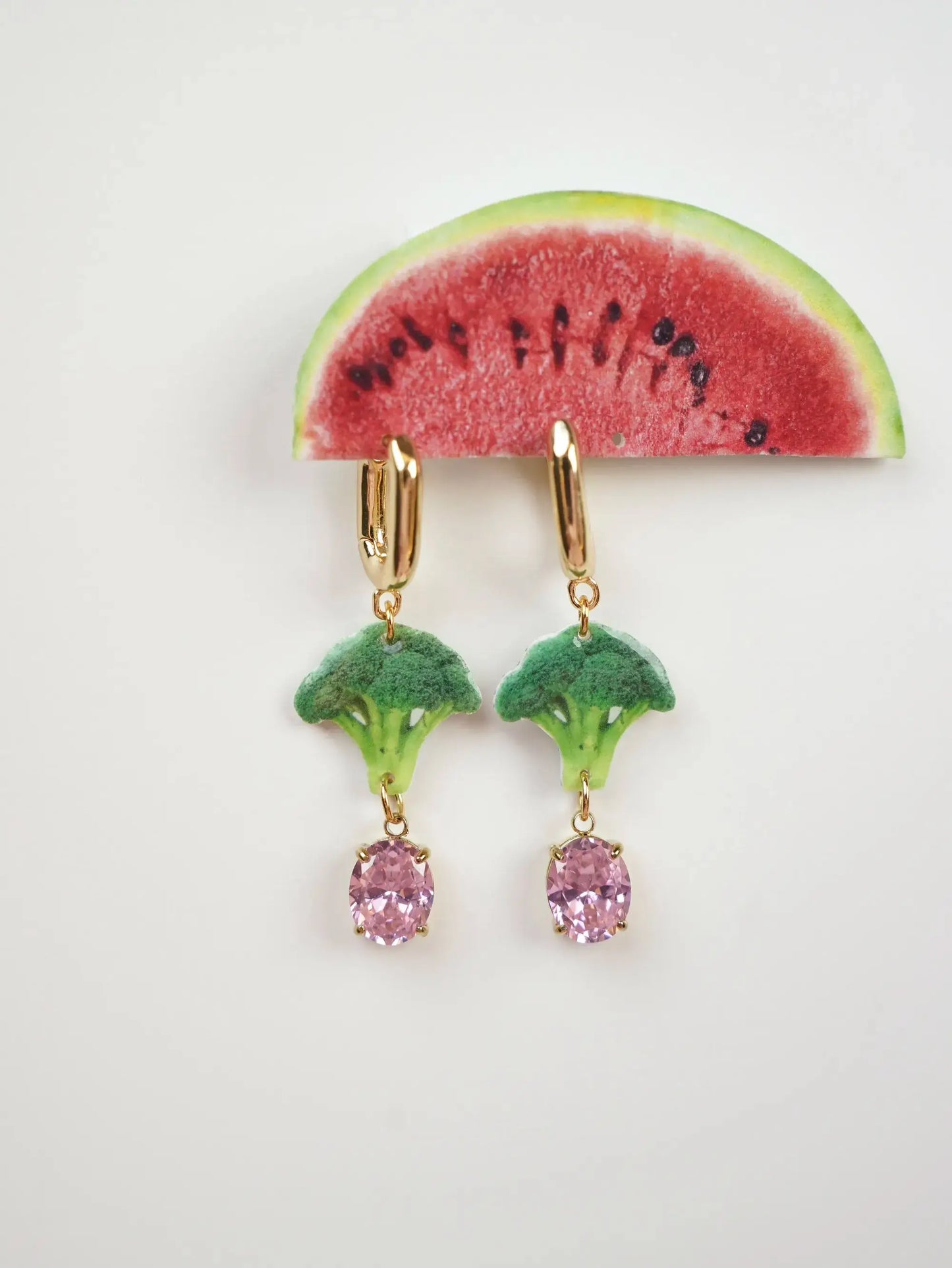 Surrealist Broccoli  Drop Earrings