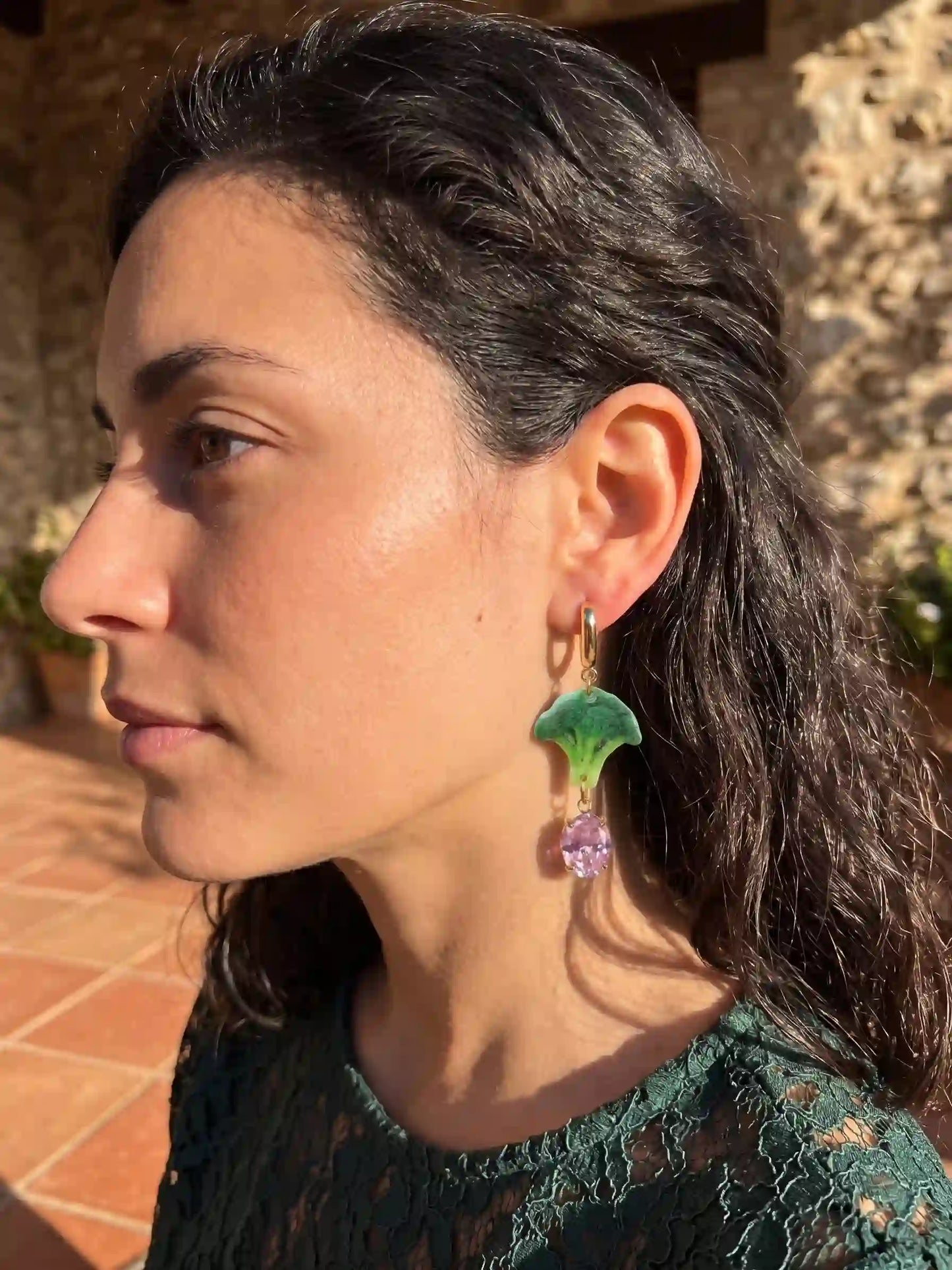 Surrealist Broccoli  Drop Earrings