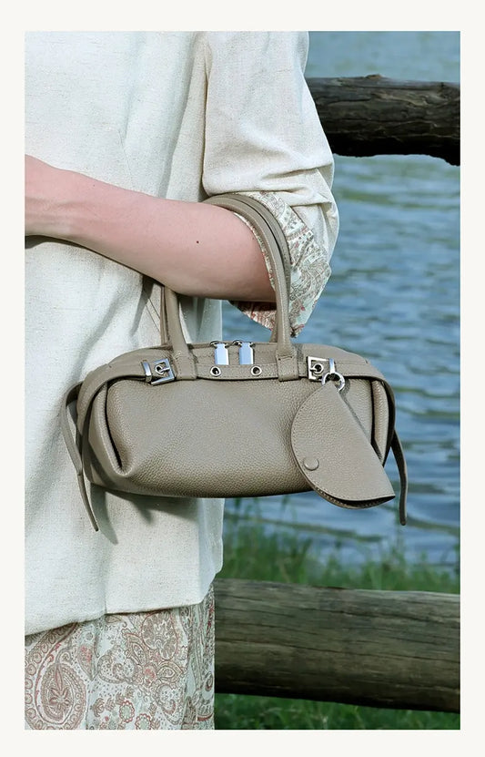 Top-Grain Leather East-West Satchel