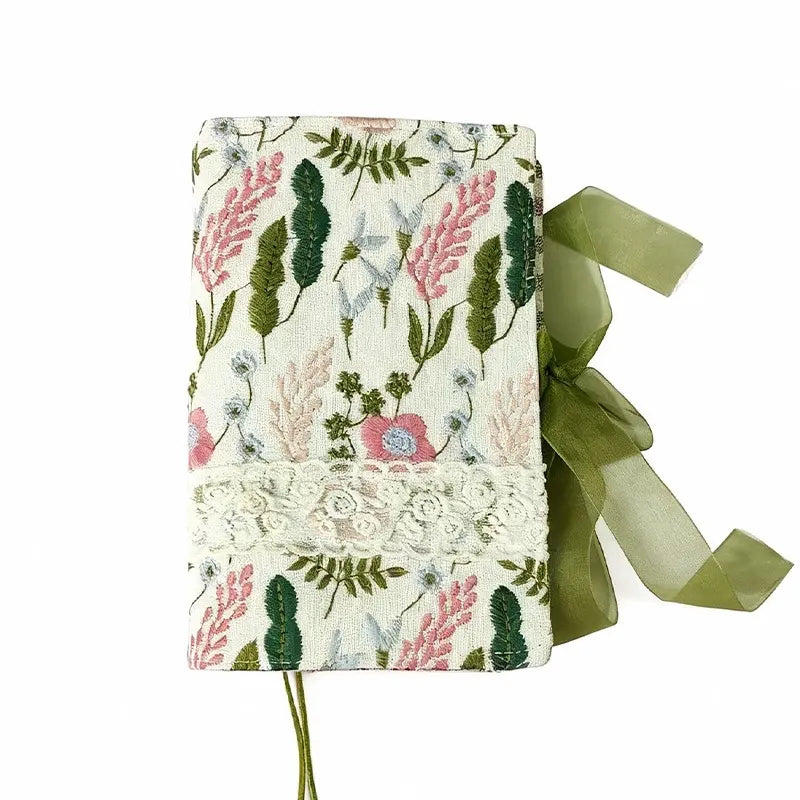 Floral Embroidered Fabric A6 Journal