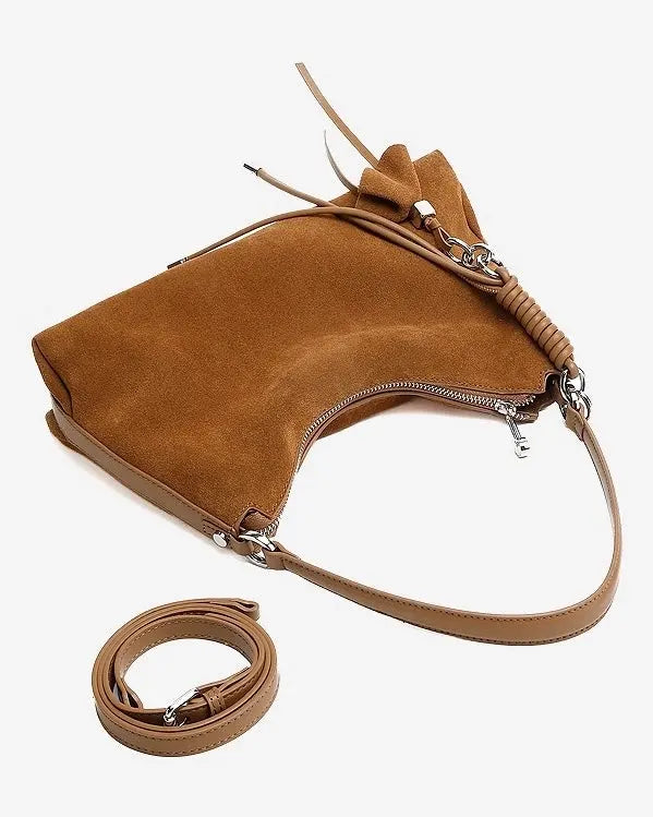 Slouchy Suede Hobo Bag with Braided Tassel