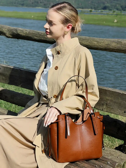 Everyday Genuine Leather Bucket Tote