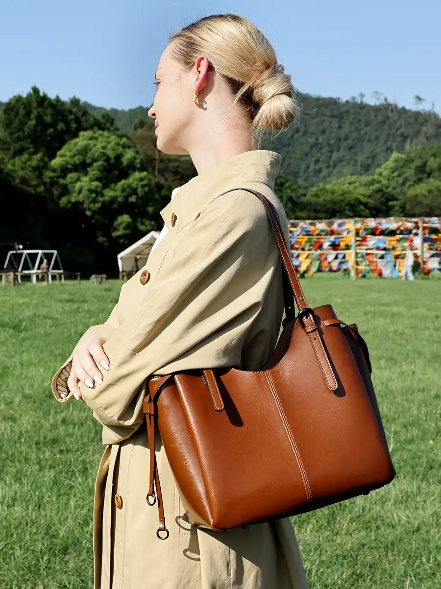 Everyday Genuine Leather Bucket Tote