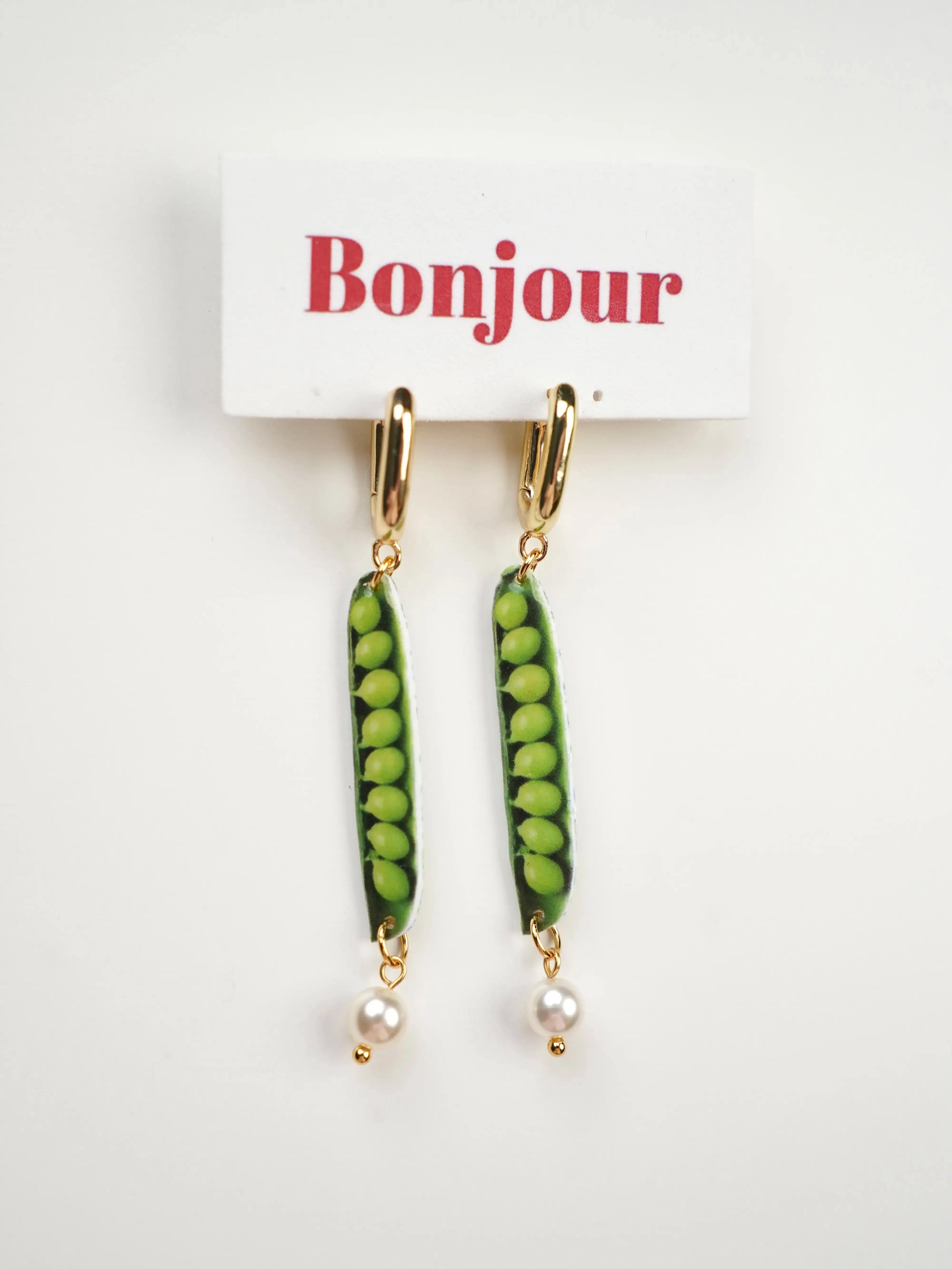 "Garden Secret" Resin Pea Pod Statement Earrings