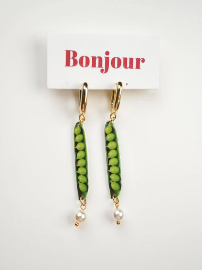 "Garden Secret" Resin Pea Pod Statement Earrings