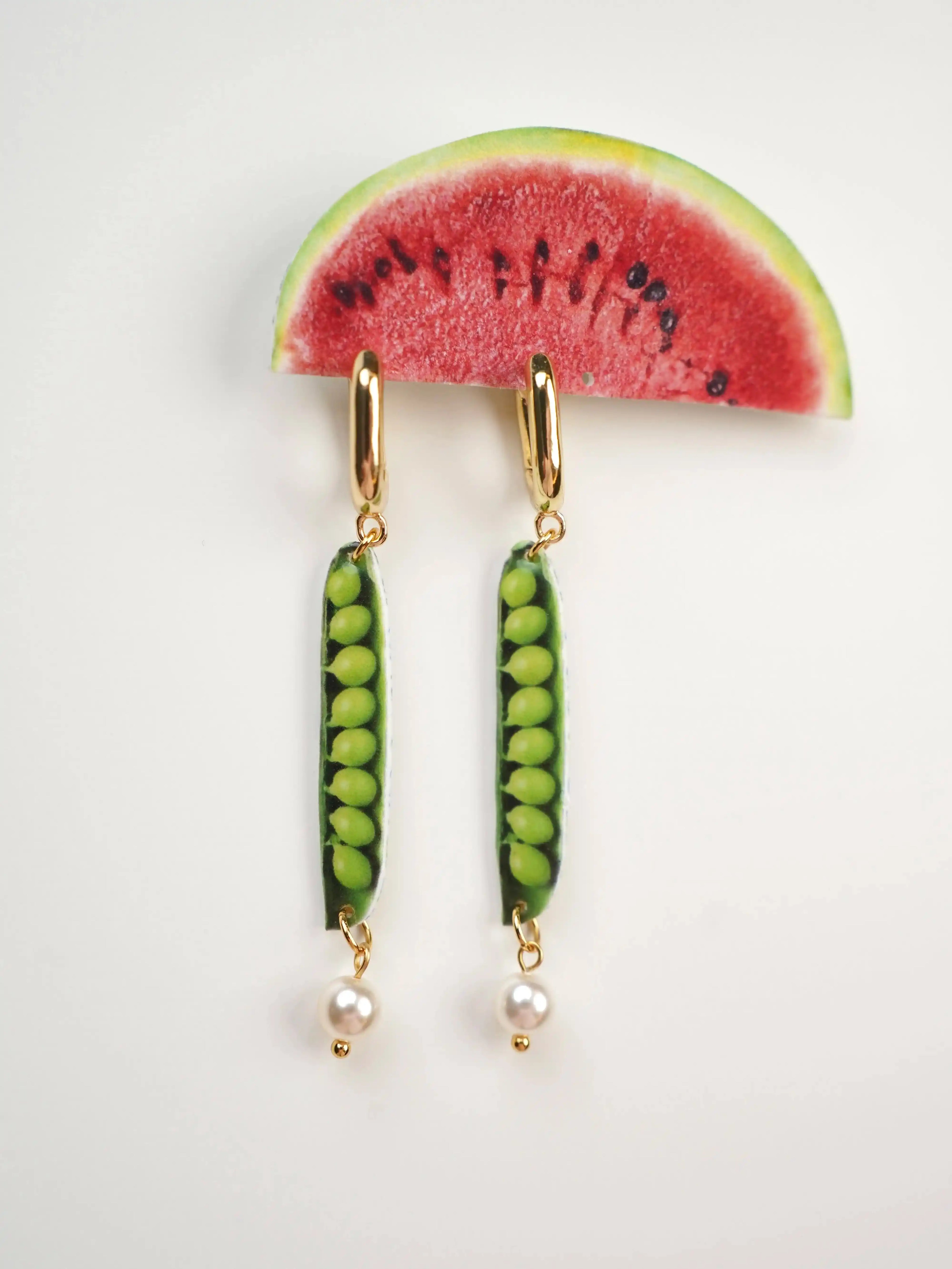 "Garden Secret" Resin Pea Pod Statement Earrings