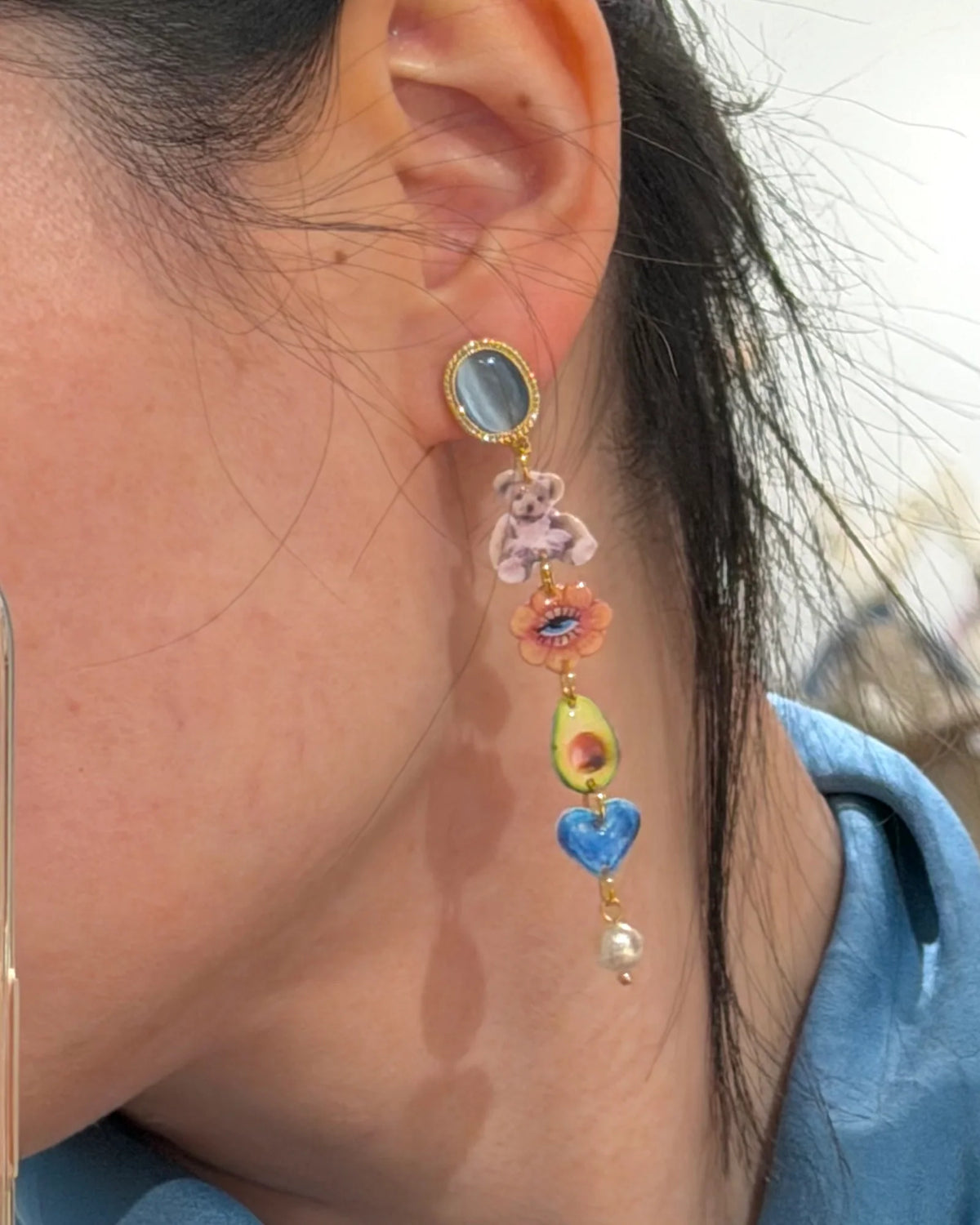 Avocado Bear Charms Earrings