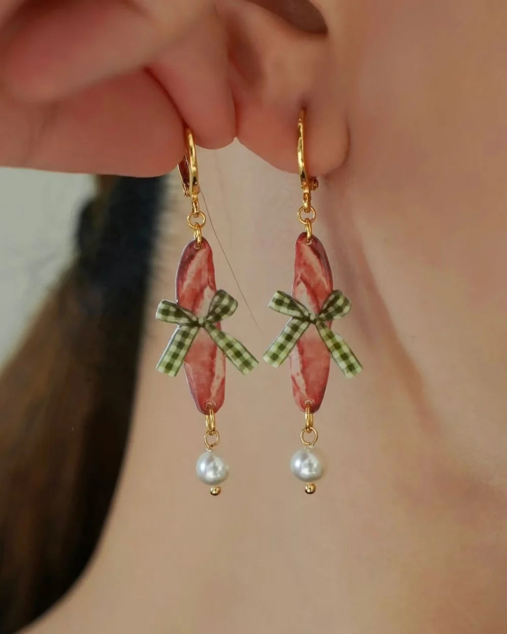 The "Parisian Picnic" Baguette Hoop Earrings