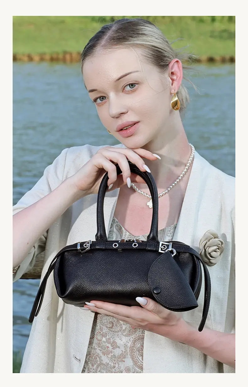 Top-Grain Leather East-West Satchel