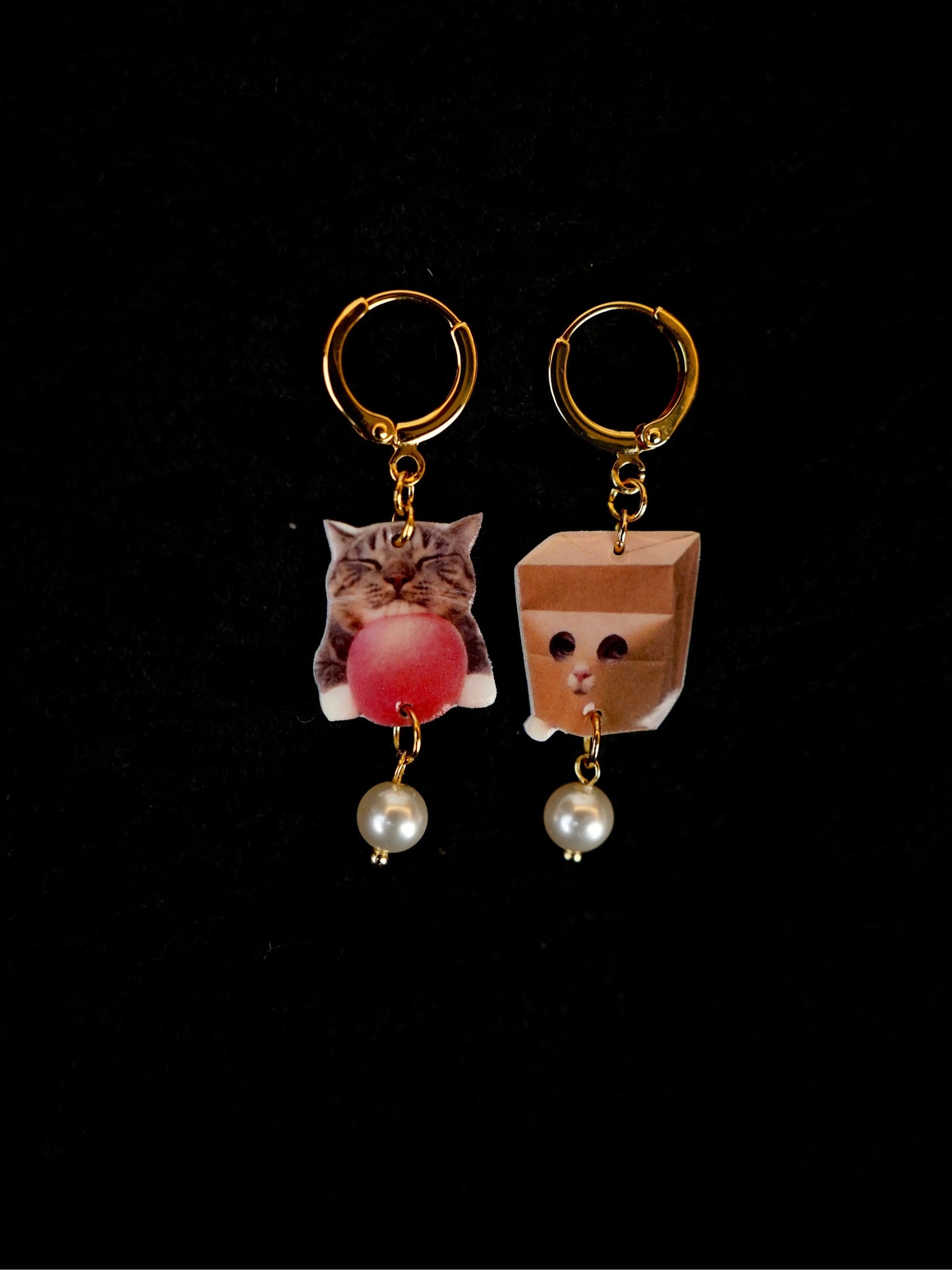 Cat & Paper Bag Earrings