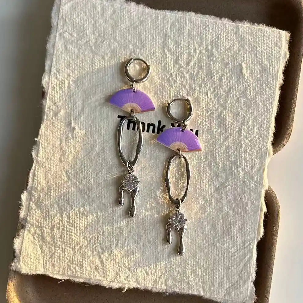 Violet Fan Charms Earrings