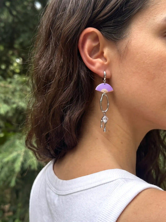 Violet Fan Charms Earrings