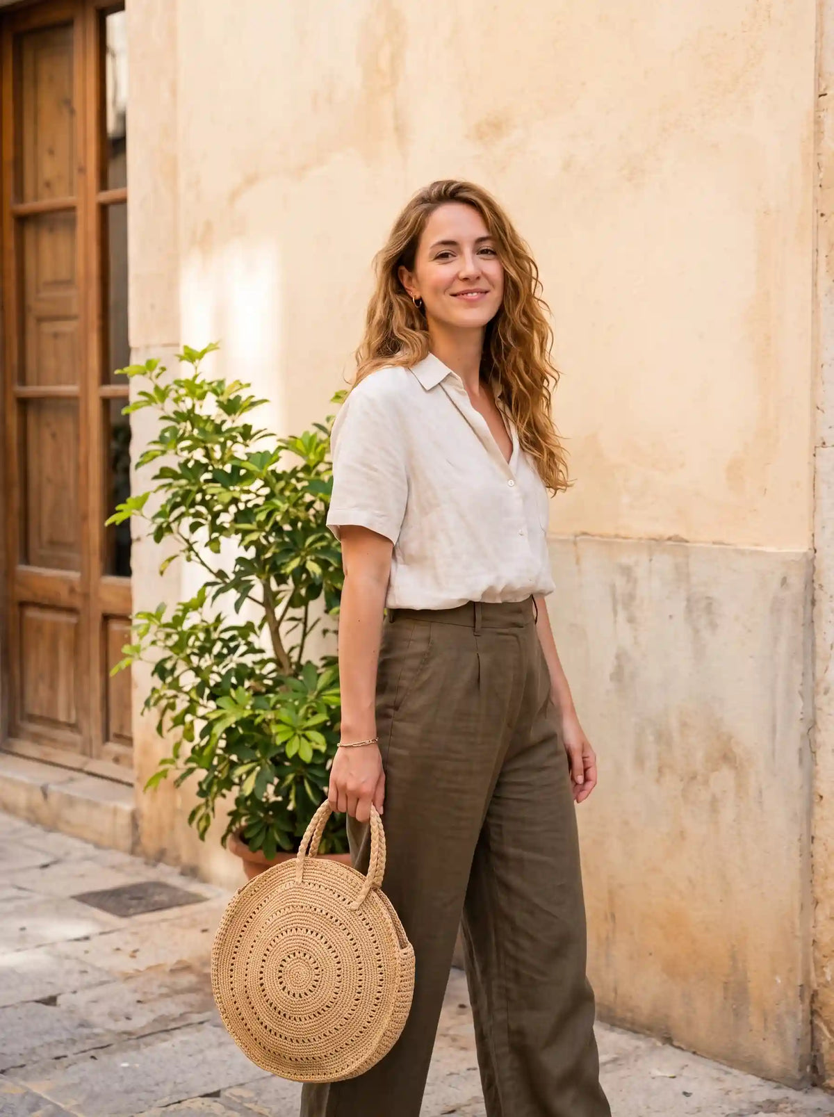 Sunburst Circle Raffia Bag