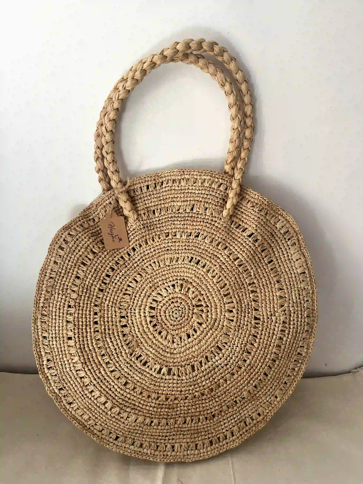 Sunburst Circle Raffia Bag