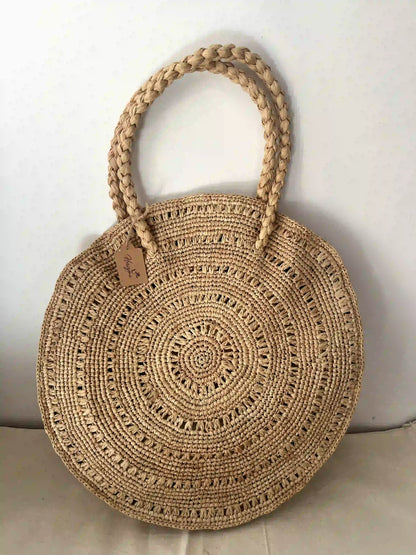 Sunburst Circle Raffia Bag