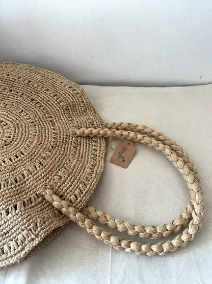 Sunburst Circle Raffia Bag
