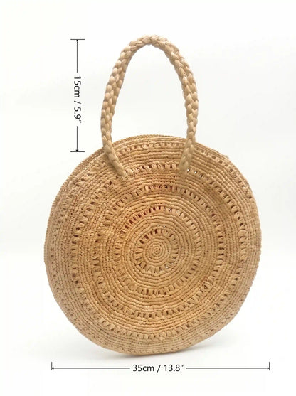 Sunburst Circle Raffia Bag