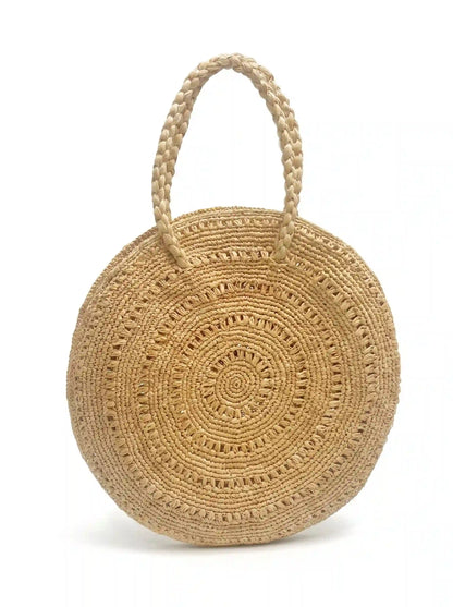 Sunburst Circle Raffia Bag