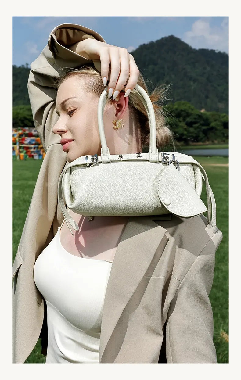 Top-Grain Leather East-West Satchel