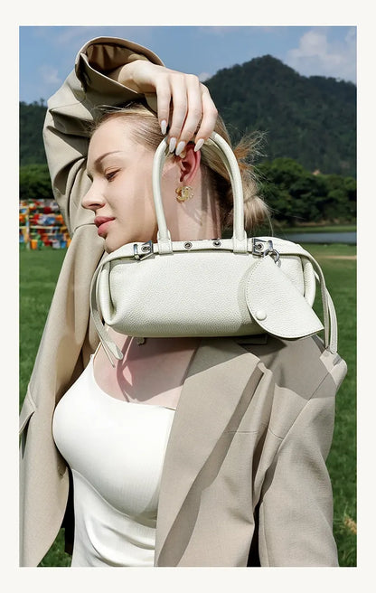 Top-Grain Leather East-West Satchel