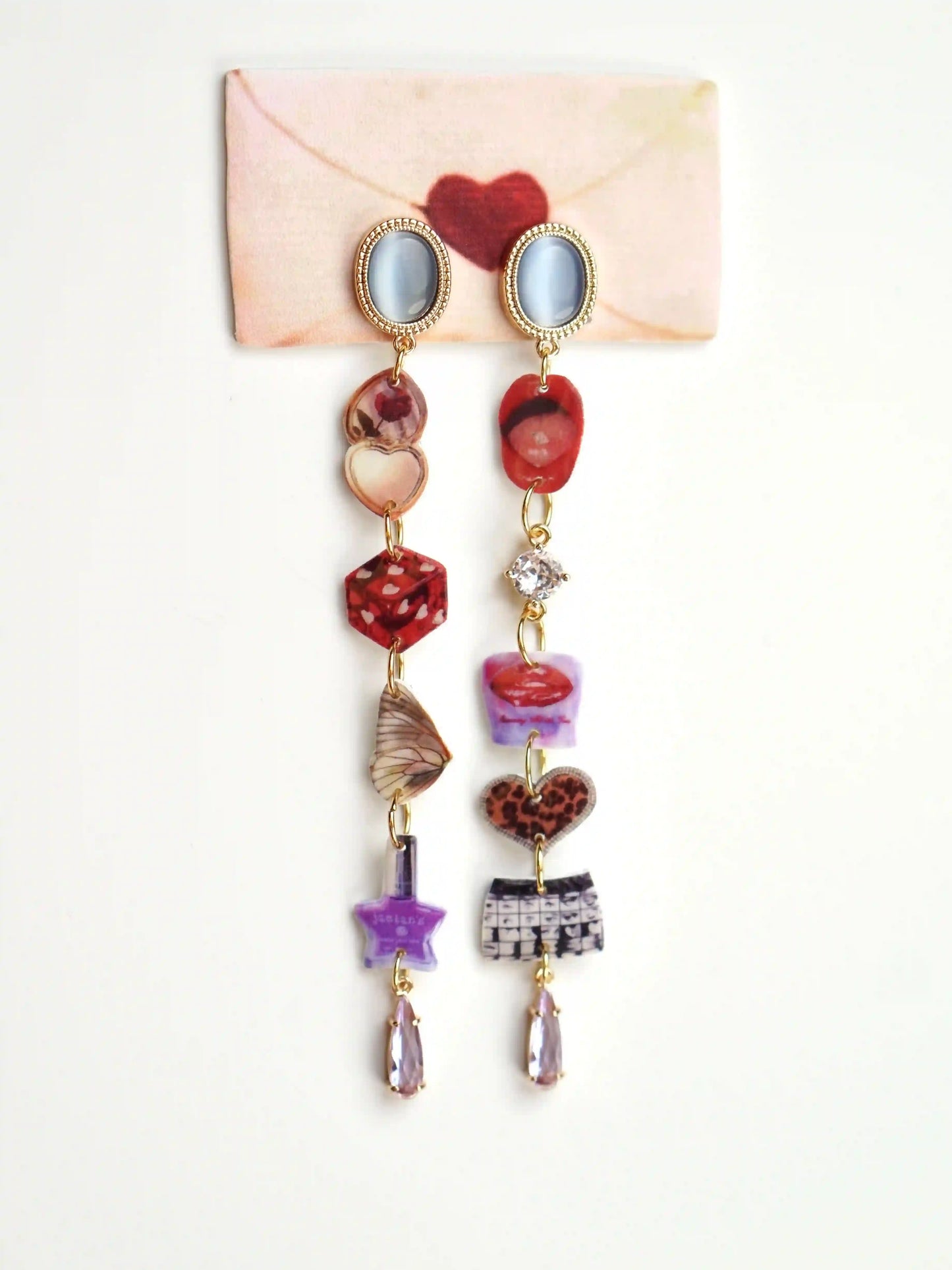 Asymmetrical Pop-Art Dangle Earrings
