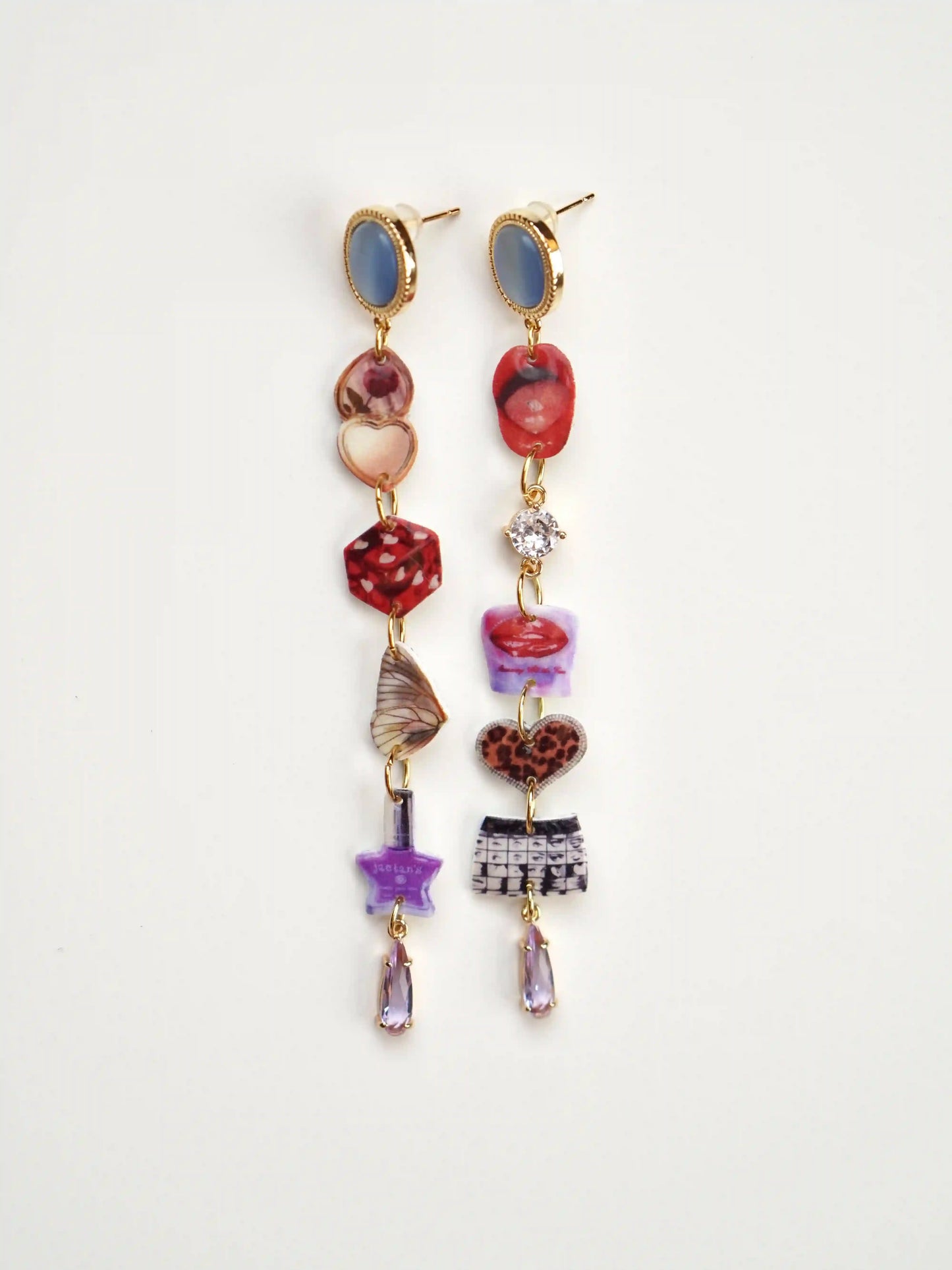 Asymmetrical Pop-Art Dangle Earrings